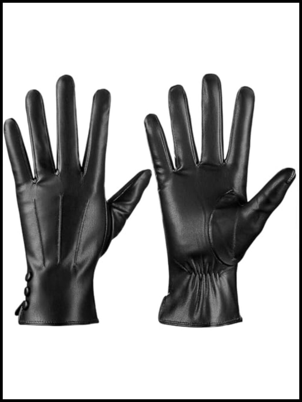 PU Leather Winter Gloves Wool Lined Touch Screen Texting Driving